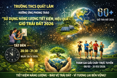 TRƯỜNG THCS QUẤT LÂM TÍCH CỰC HƯỞNG ỨNG PHONG TRÀO “SỬ DỤNG NĂNG LƯỢNG TIẾT KIỆM, HIỆU QUẢ – GIỜ TRÁI ĐẤT 2026”