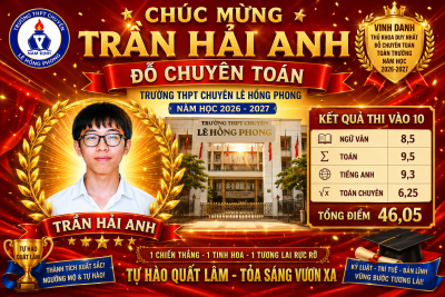 🎉🎉 VINH DANH HỌC SINH TRẦN HẢI ANH – NIỀM TỰ HÀO CỦA THẦY CÔ VÀ NHÀ TRƯỜNG 🎉🎉